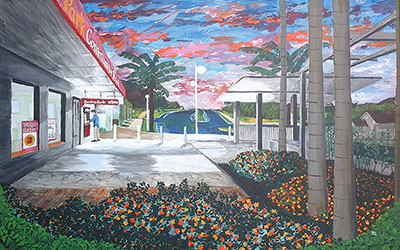 at the atm painting by emu park artist Jeff Quigley