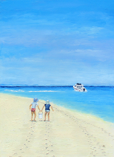 Kids on Keppel painting by Jeff Quigley Emu Park